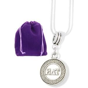 Sigma Delta Tau Necklace Sorority Charm Snake Chain Pendant